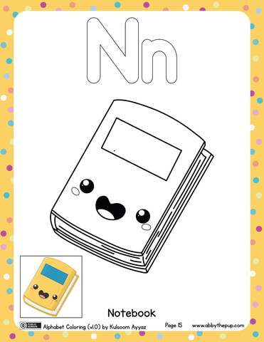 N Is For Notebook Coloring Page